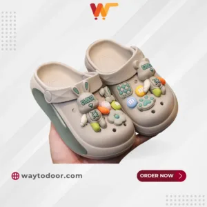Unisex High Quality Premium Kids Crocs – Stylish & Comfortable Clogs for Kids | Grey | Imported | #00019101
