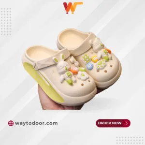 Unisex High Quality Premium Kids Crocs – Stylish & Comfortable Clogs for Kids | Beige | Imported