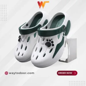 Unisex High Quality Premium Kids Crocs – Stylish & Comfortable Clogs for Kids | White&Green | Imported